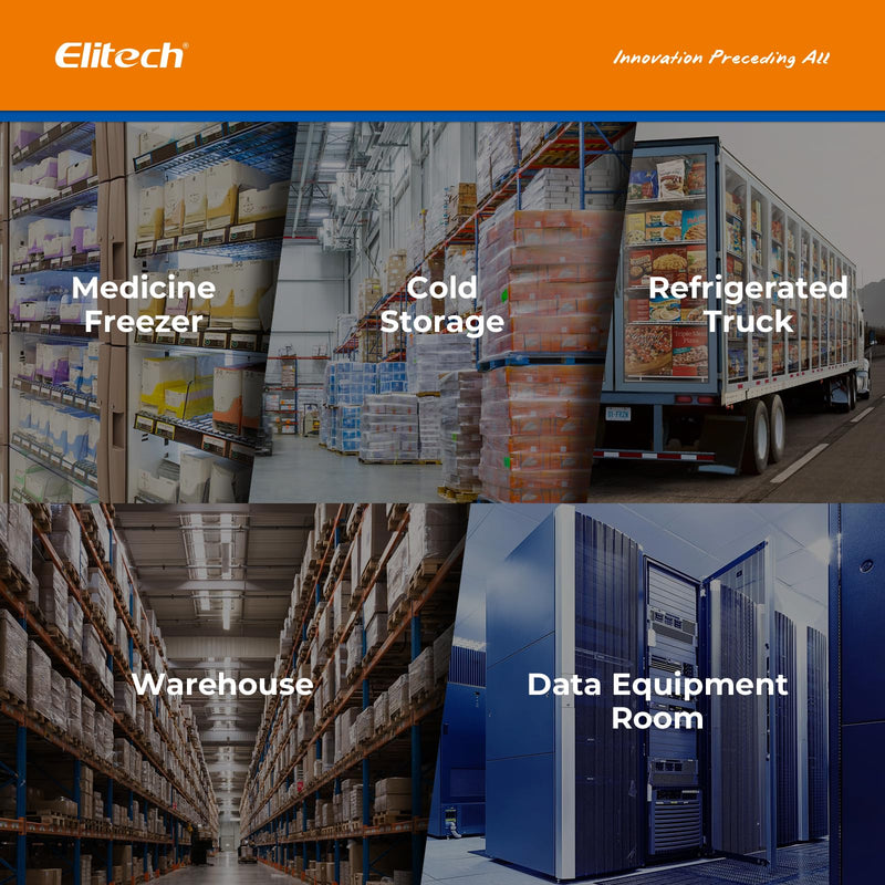 Elitech GSP-6 Bluetooth Data Logger Temperature Humidity for Refrigerator with Shadow Data 100000 Points Export PDF/CSV Report, Pharmacy Vaccine DDL Calibration Certificate, MAX MIN with Dual Probe GSP-6 Series GSP-6-TE/THE 100000Points 1