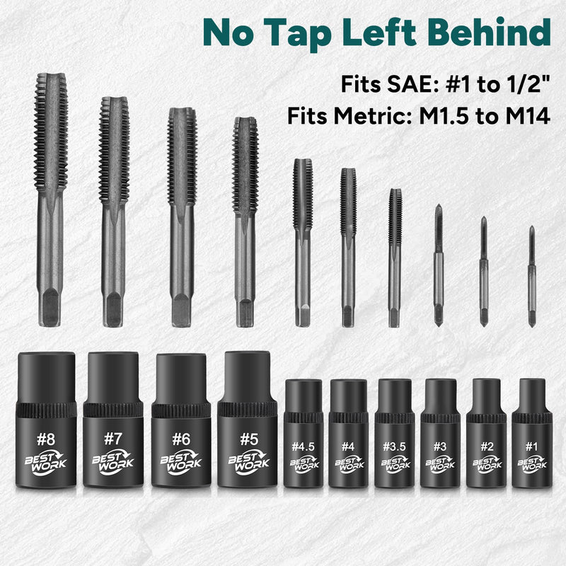 12pcs Magnetic Tap Socket Set, 1/4", 3/8" Square Drive Tap Handle Tool Standard