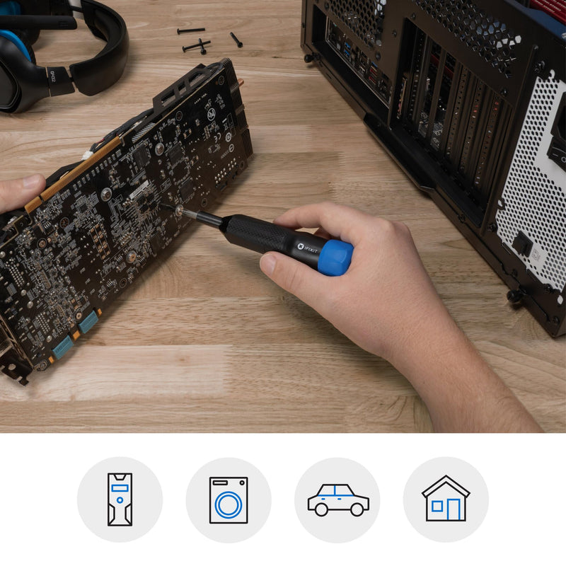 iFixit Narwhal Driver - 6-in-1 Screwdriver Phillips, Flathead, Nut Bits for Household DIY and Electronics Repair