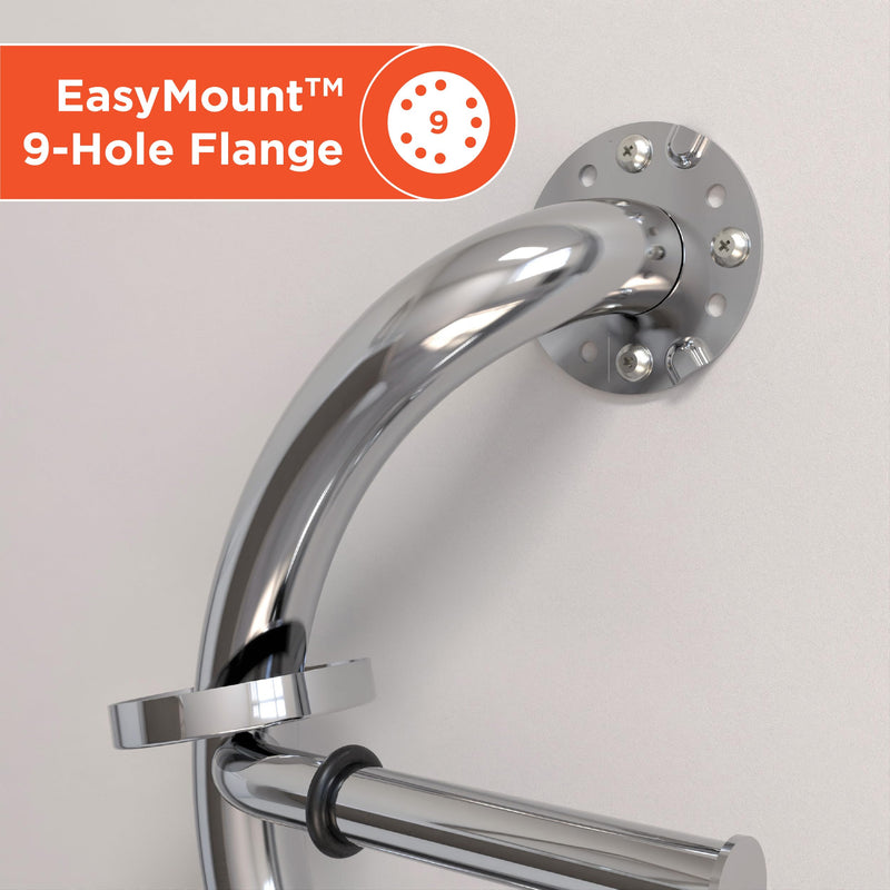 HEALTHCRAFT Plus 2-in-1 Toilet Paper Holder and Grab Bar (14 Inch) | ADA Compliant Safety Grab Bar for Seniors, Wall-Mounted, Supports Up to 500 lbs in Polished Chrome