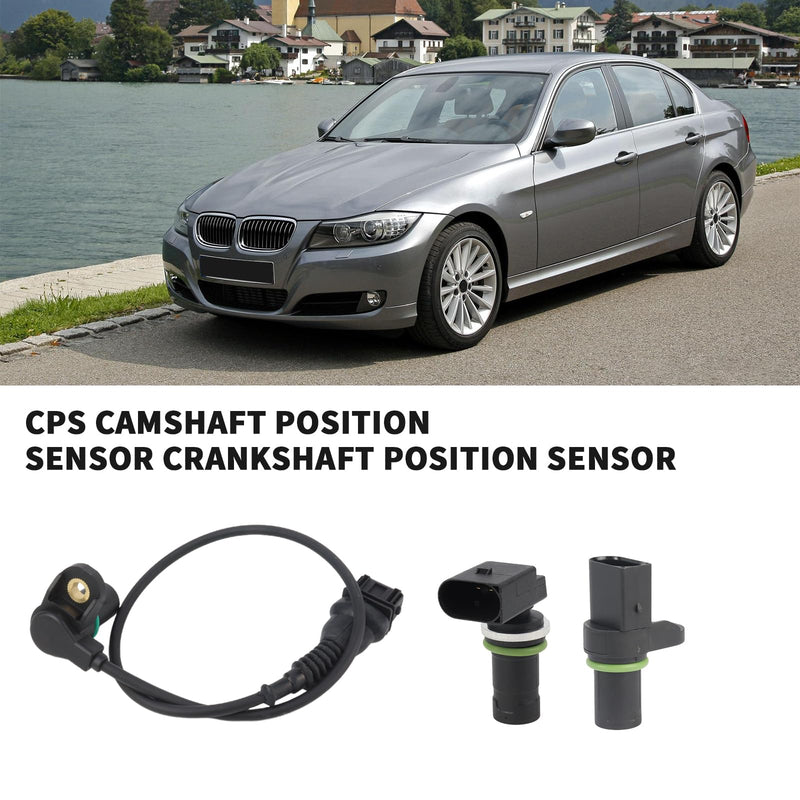 CKP CMP Camshaft Position Sensor Crankshaft Position Sensor for BMW M54 2.5L 3.0L 2002-2009 E90 E46 E60 E64 E63 E66 E83 E53 E85 X3 X5 Z3 Z4 323i 325i 328i - OE 12147518628 12147539165 12141709616 3pcs Camshaft*2+Crankshaft Position Sensor*1