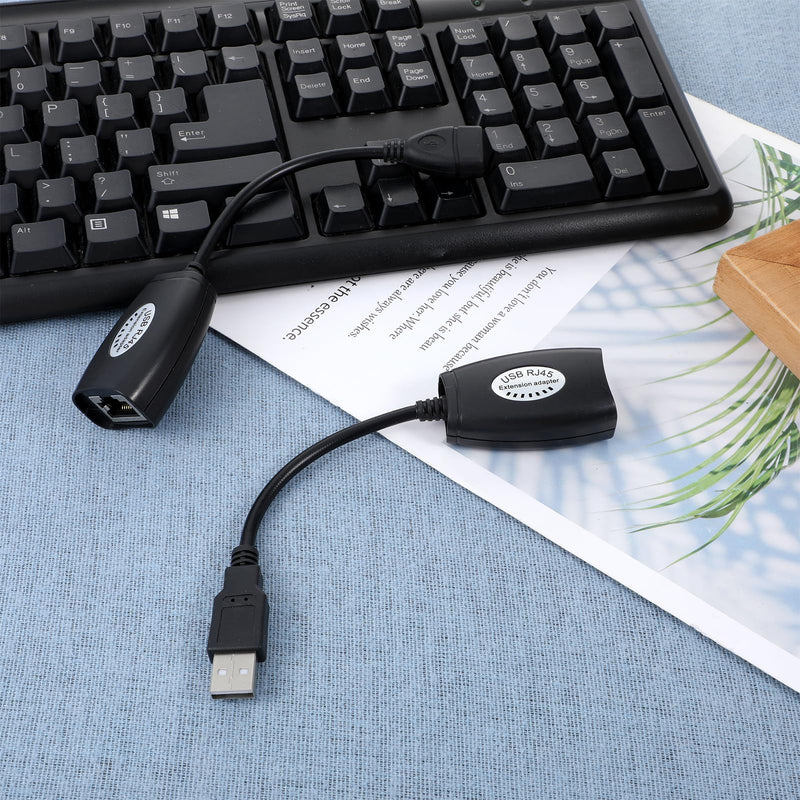 USB-RJ45 Extender, USB to RJ45 Extension Adapter, USB Over Cat6 Cable Extension RJ45 Extender Extensions Cables Connector Adapters Over Cat5/Cat5e/Cat6/Cat7/Cat8-2 Pairs