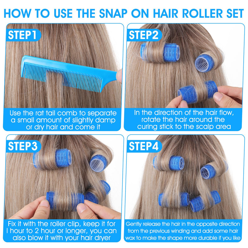  [AUSTRALIA] - 18pcs Self Grip Small Hair Curler Set,Heatless Roller Hair Curler for Women | Nylon Roller Set, with Rat Tail Comb, Hairdressing Tools, Salon Hairdressing, Curlers Rollers