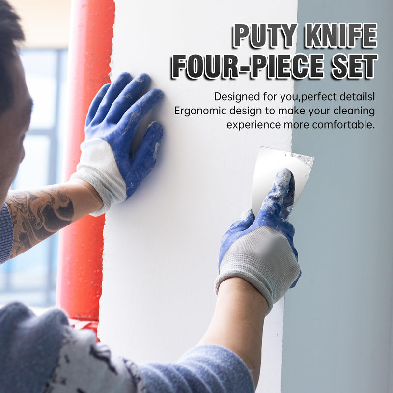 Fishark Putty Knife, 5 Pcs Putty Knife Set, 2" 3" 4" 6" 8" Stainless Steel Scraper, Spackle Knife, Wallpaper Scraper Paint Scraper Tool for Drywall Repair, Removing Wallpaper, Mud, Applying Plaster 2" 3" 4" 6" 8"