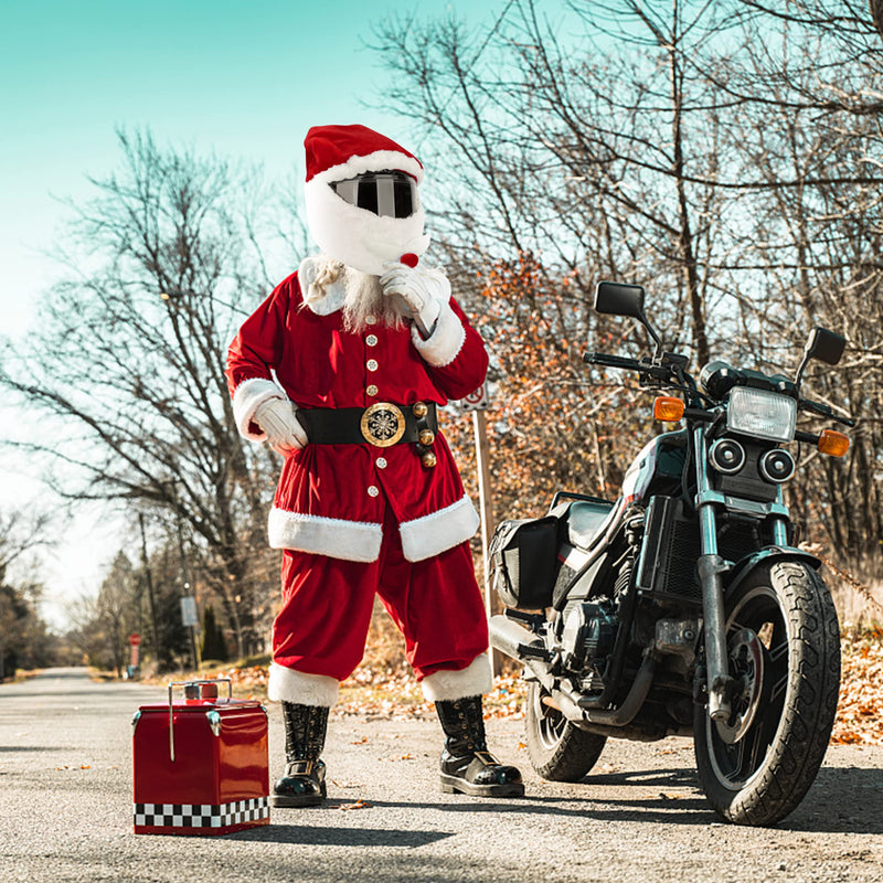 Christmas Santa Motorcycle Helmet Cover,Nativity Helmet Cover Santa Claus Xmas Hat Decoration Accessories for Men Santa helmet cover