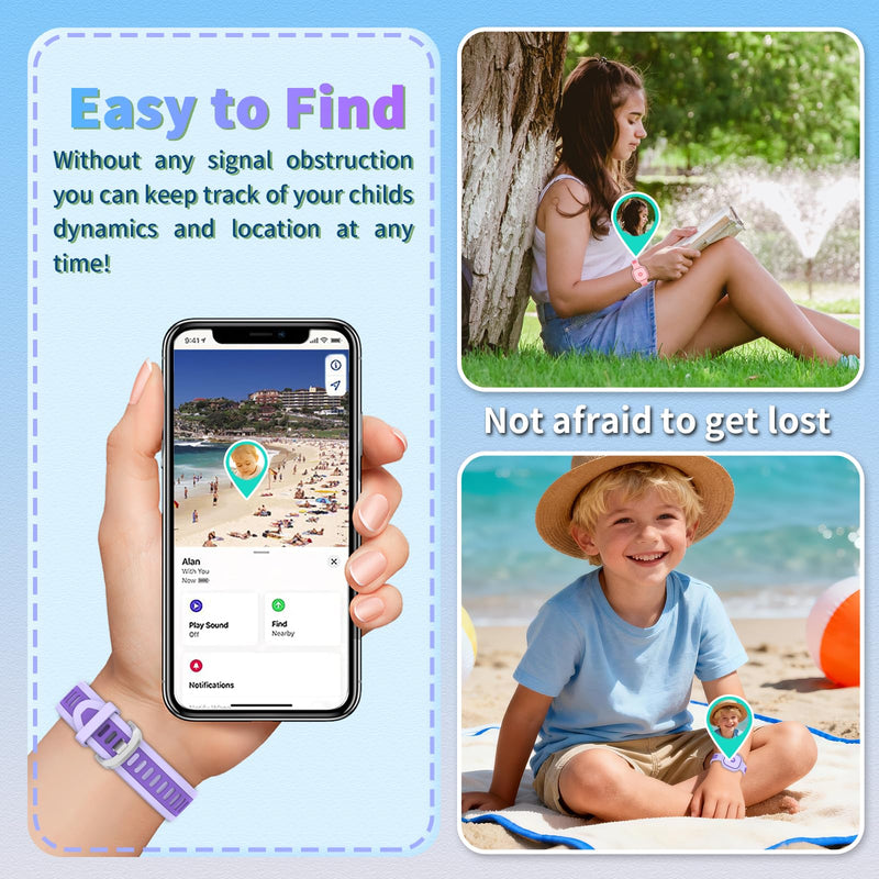[2 Pack] Silicone Bracelet for Tile Mate (2022/2024), Waterproof Protective Case for Tile Life360 Mate Tracker Hidden Tile Mate Holder for Kids Teens Elderly (Pink+Purple) 2Pcs (Pink & Purple)