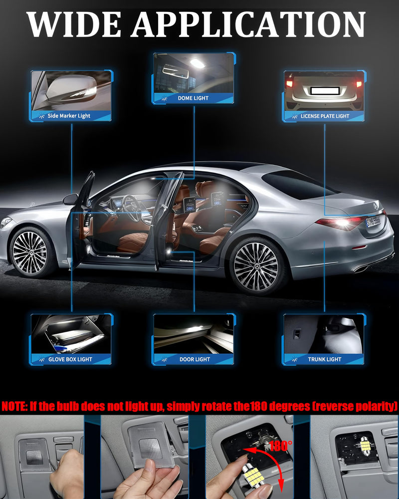 24 Pieces Car interior led lights Dome Light Kit Set, Super Bright White T10 194 578 41mm DE3175 31mm LED Bulb Replacement for Car Indoor Map License Plate Door Side Marker Trunk Light