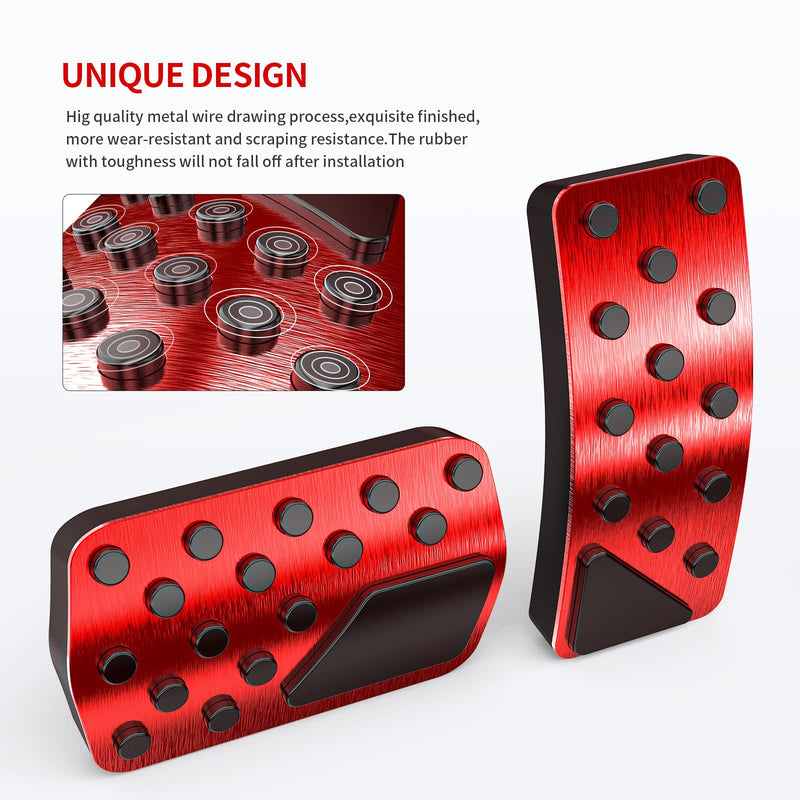 Car Pedal Cover for Dodge Durango Jeep Grand Cherokee 2011-2024 Aluminum Alloy No Drilling Aluminum Brake and Accelerator Pedal Covers 2PCS(Red) Red