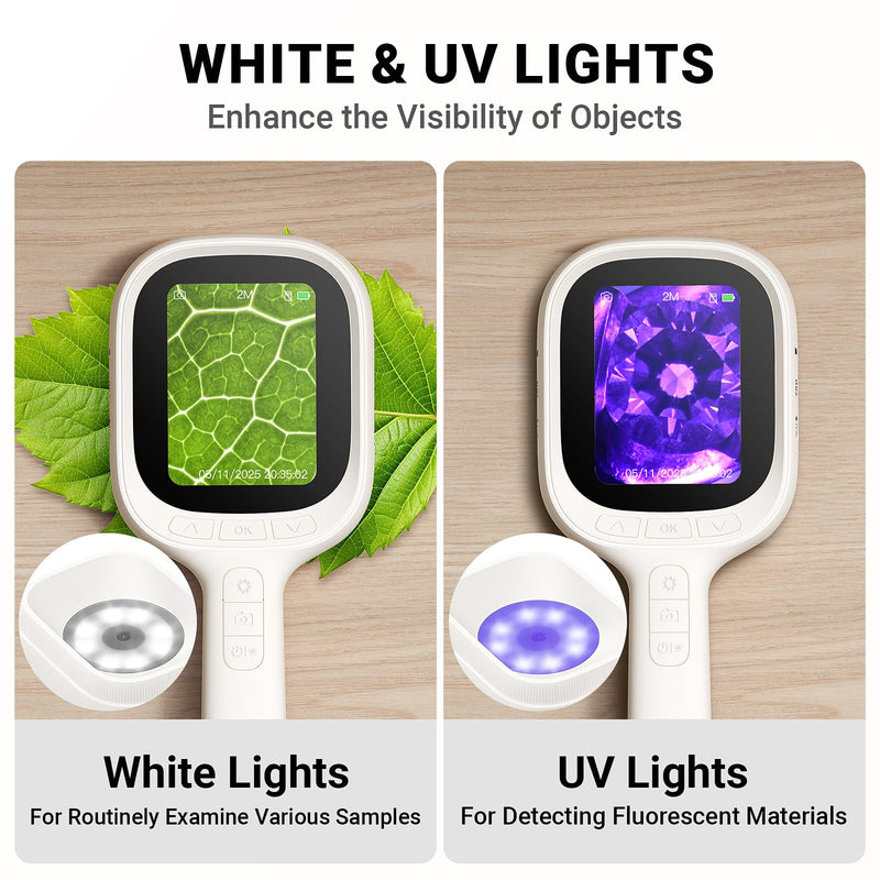  [AUSTRALIA] - ScopeAround Digital Microscope, Autofocus Handheld Microscope, Magnifier with 2.8" IPS Screen and LEDs, Portable Magnifying Glass, Compatible with Mac/Windows