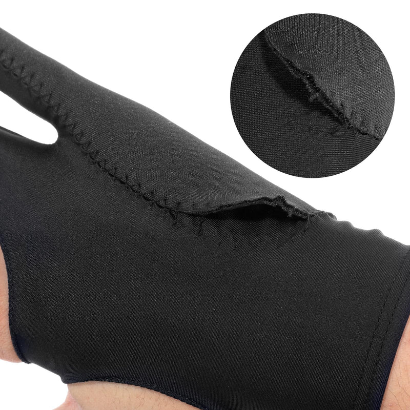 Gjinxi 4 PCS Artist Glove Digital Tablet Drawing Black Glove Smudge Guard | Fits Left Right Hand, 3-Layer Palm Rejection, Two-Finger, for Digital Drawing, Graphic Tablet, Paper Sketching