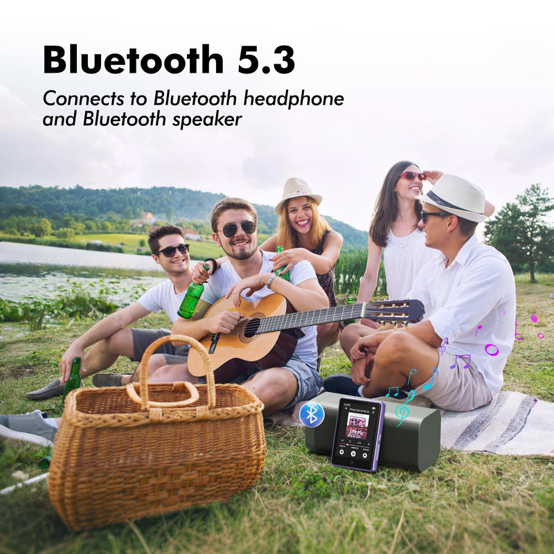 64GB MP3 Player with Bluetooth 5.3, 2.8 Inch Touch Screen,Built-in Speaker | HiFi Sound, Portable Music Player for Kids,Recording,FM Radio,Random sequential Folder Play, Expandable up to 128GB Purple 64GB