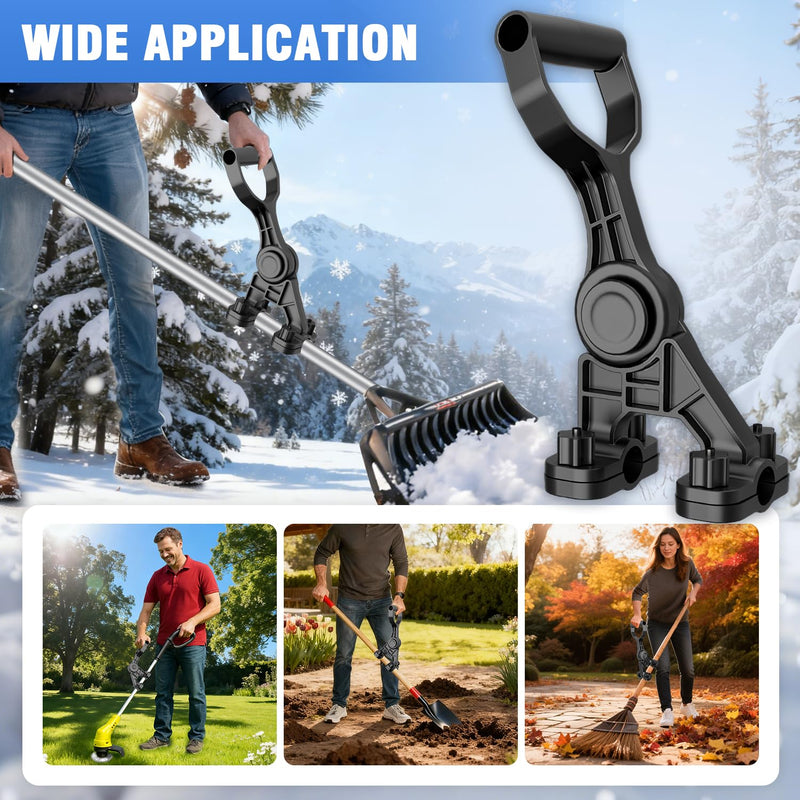 Universal Handle Attachment for Snow Shovel, Goldusk 5-Angle Ergonomic Snow Shovel Handle Replacement, ABS+GF Handle Extension for Snow Shovel, Rake, String Trimmer, Back-Saving Design