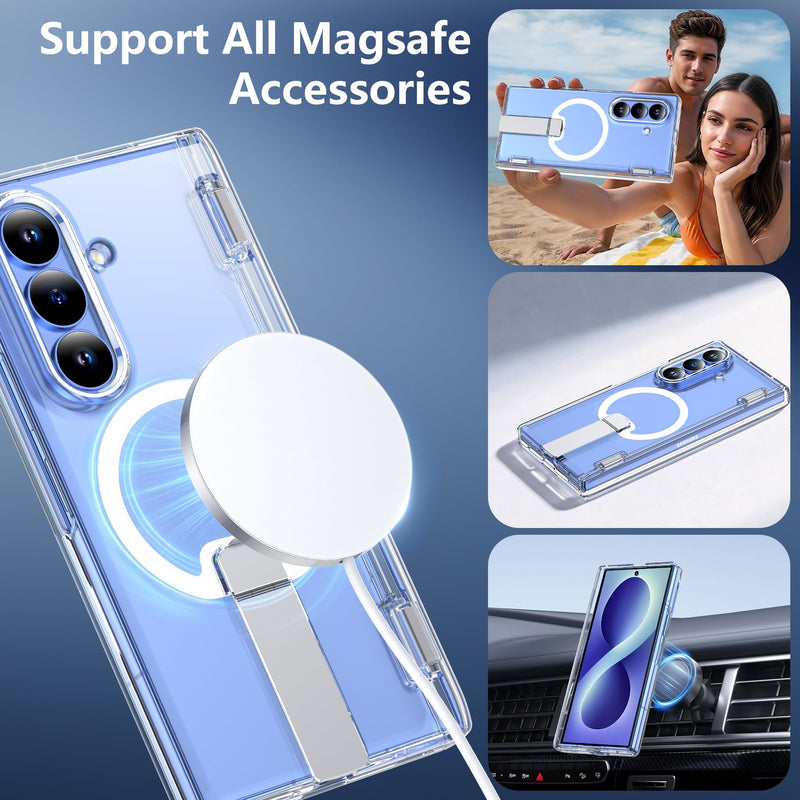 For Samsung Galaxy Z Fold 8 Ultra Case with Kickstand & Screen Protector | MagSafe-Compatible,Military Grade Drop Tested Non-Slip Slim Shockproof Case for Samsung Galaxy Z Fold 8 Ultra-Clear Glaxy Z Fold 8 Ultra-6.9" Clear
