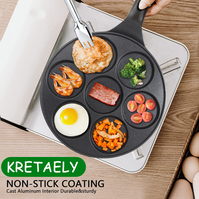 Nonstick Pancake Pan Pancake Griddle With 7-mold Design Mini Pancake Maker With PFOA Free Coating-Black 7-Not for Induction Black