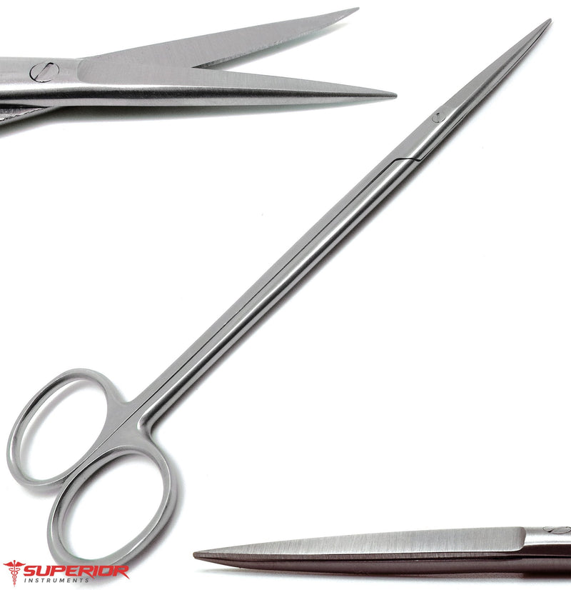 2 Pcs Dental Surgical Medical ENT Scissors Kelly Straight & Curved 7" Sharp/Sharp Instruments
