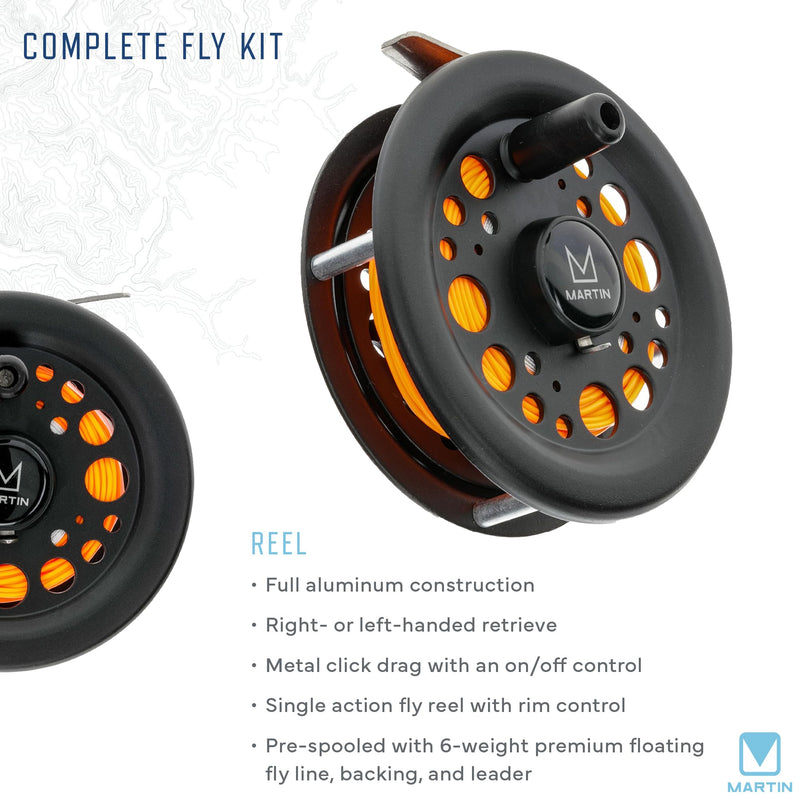 Martin Fly Reel and Fishing Rod Combo Kit Complete Fly