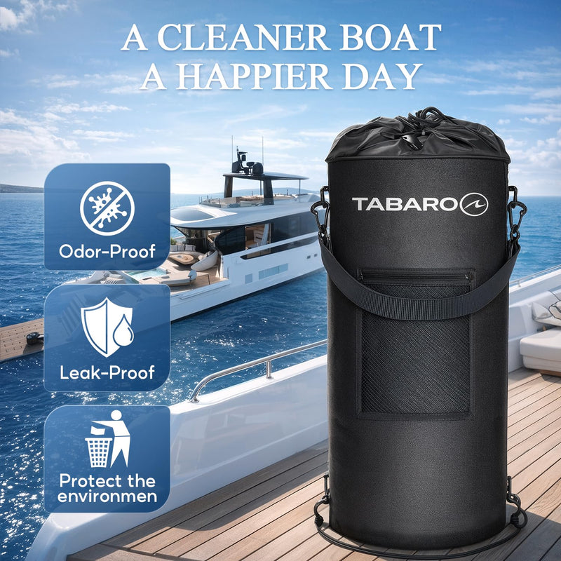 Boat Accessories, Boat Trash Can Fits 10-13 Gallon Bags, Reusable Marine Trash Bag, Odor & Leak Resistant, Easy Mount for Fishing, RV, Kayak & Pontoon Boats, Cool Boating Gifts for Men & Father’s Day Black