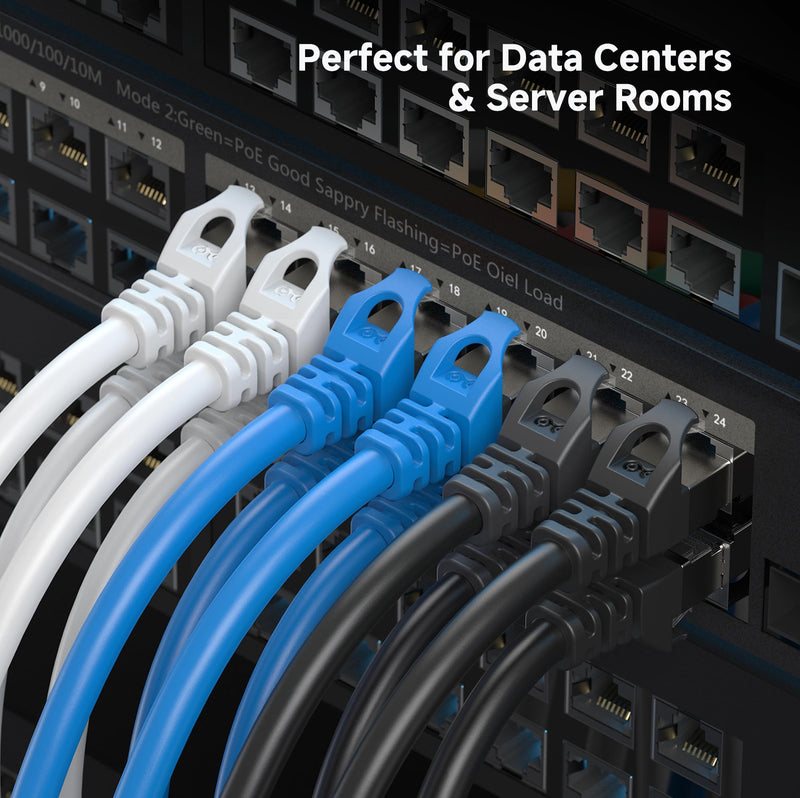 Cable Matters 10Gbps 10-Pack Snagless Shielded Cat 6A Ethernet Cable - 7ft, Cat 6A Cable, Cat6A Cord, Ethernet Cord, Black 7 ft