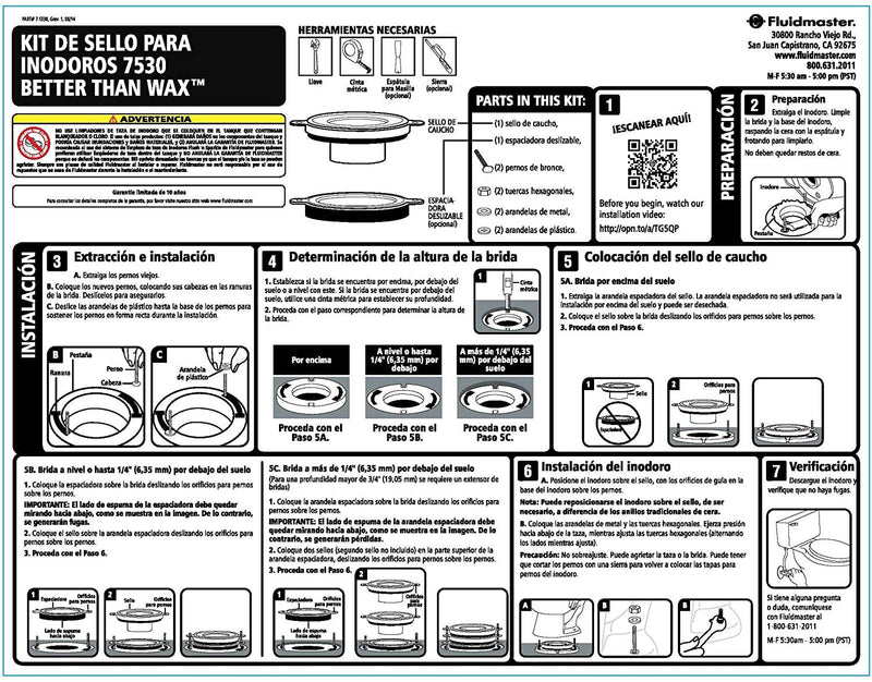 Fluidmaster 7530P8 Universal Better Than Wax Toilet Seal, Wax-Free Toilet Bowl Gasket Fits Any Drain 2 Pack