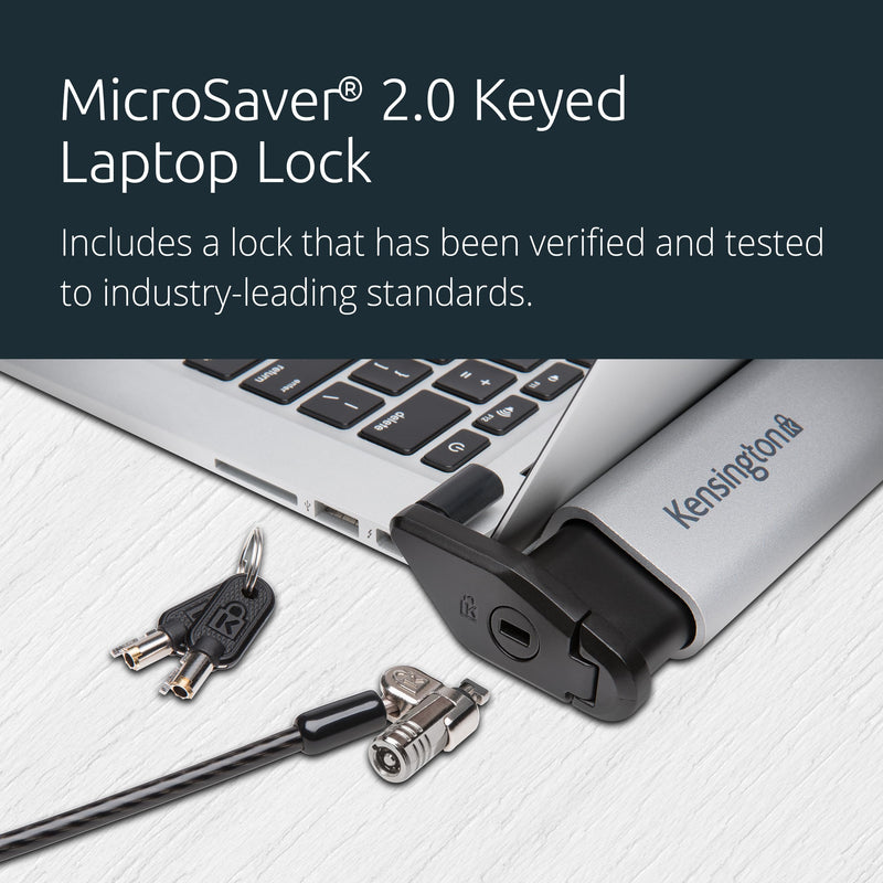 Kensington MacBook and Surface Laptop Locking Station with Keyed Lock Cable, Macbook Locks With 6 Foot Cable, Laptop Security Lock for Macbook Air/Pro, Laptop Locking Cable, K64453WW