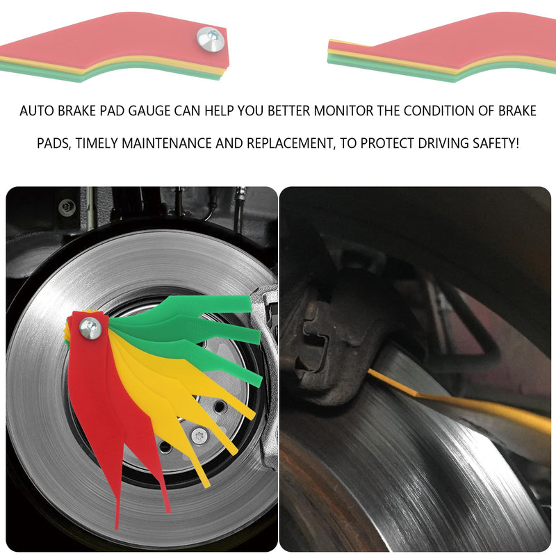 8PCS Brake Pad Measuring Tool,Color Coded Brake Pad Gauge with Metric & SAE Size,Durable Nylon Brake Pad Thickness Gauge Automotive Tool for Quickly Measure Disc & Drum Brake Pad