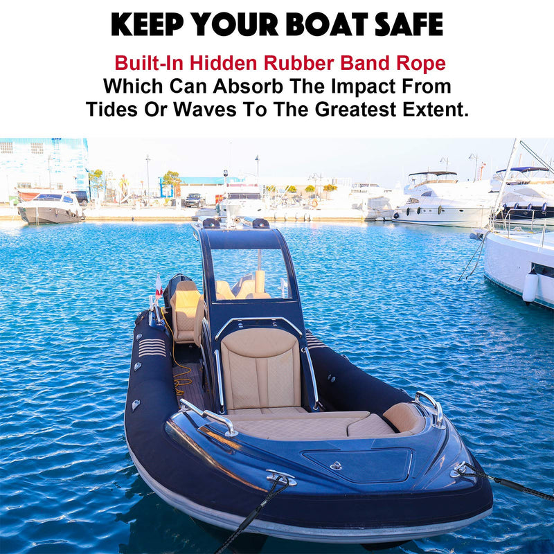 4 Feet Bungee Dock Line Mooring Rope 2-Pack for Docking with Stainless Steel Clip Accessories for Boats PWC, Built in Snubber, Kayak, Watercraft,SeaDoo,Jet Ski, Pontoon, Canoe, Power Boat Black