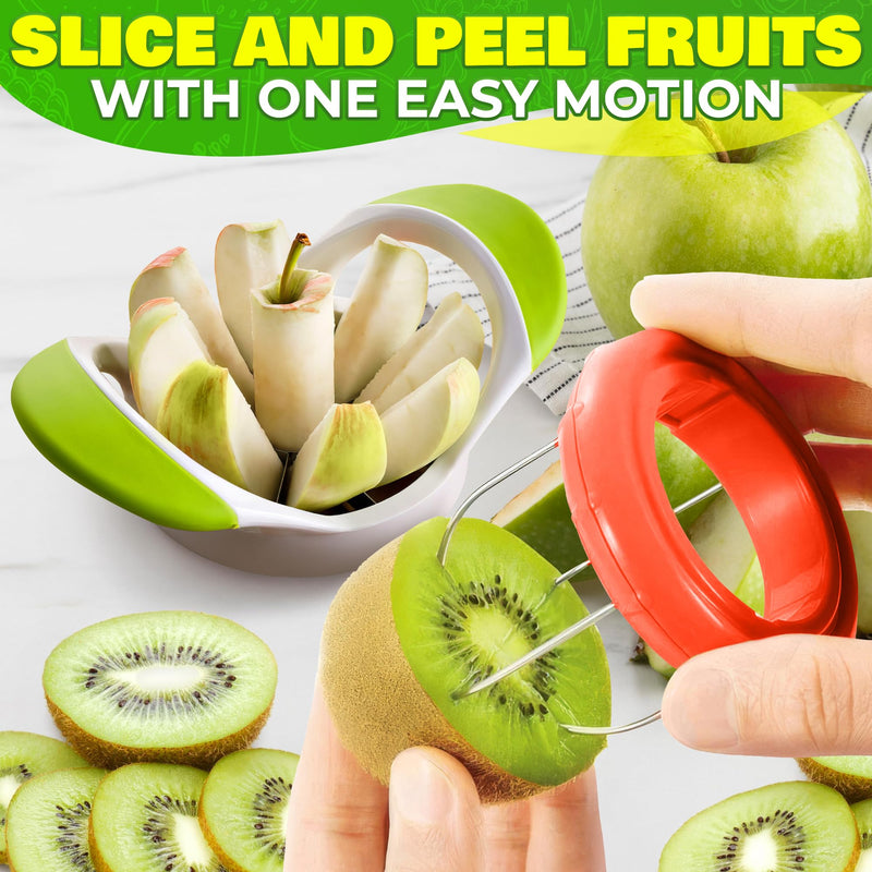 10 Pcs Pineapple Corer and Slicer Set – Sturdy, Sharp & Easy to Clean Pineapple Cutter with Multi-Fruit Corers, Slicers & Peelers – Works for Apples, Melons, Avocados, Citrus, Berries, Bananas & More