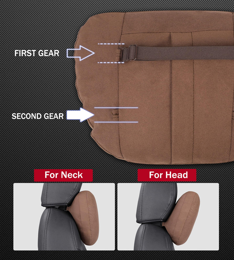 2pcs Car Neck Pillow for headrests,Support Drive Seats Head Cushion Pillows,Superfiber Suede,Plant-Based Polyester,Thickness & Height Adjustable,11.8x7.5,Inner Liner fillable(Off-White) Off-white Car Neck Pillow (2 Pack)