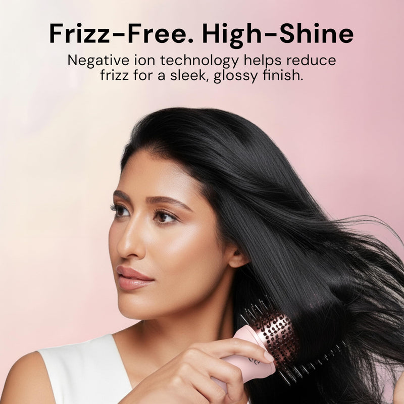  [AUSTRALIA] - L'ANGE HAIR Le Volume 2-in-1 Titanium Hair Dryer Brush - 75MM Hot Air Blow Dryer Brush - Thermal Brush with Oval Barrel - Hot Hair Styler for Smooth, Frizz-Free Results - Blush