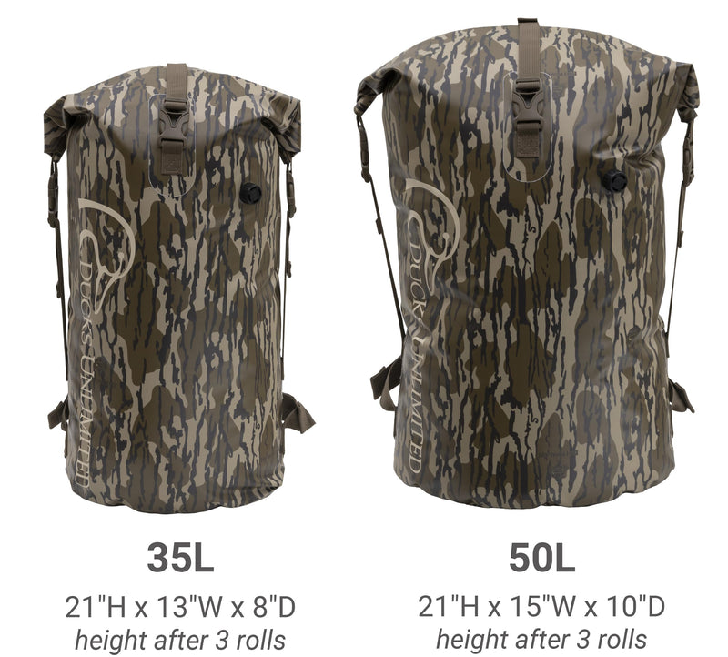 ALPS OutdoorZ Ducks Unlimited Guardian Backpack Dry Bag, 35L - Mossy Oak Original Bottomland