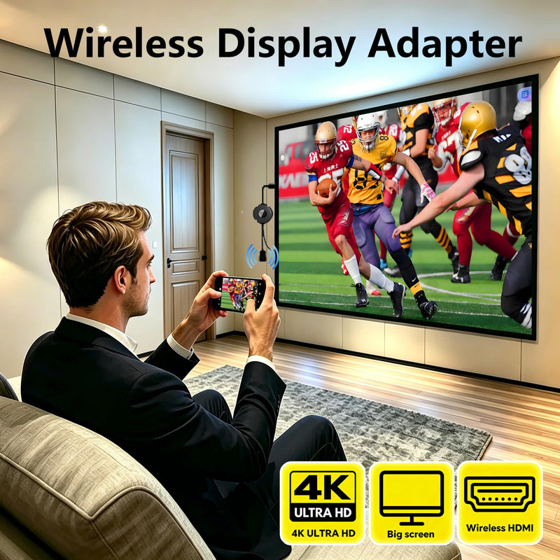 Wireless Display Adapter, 1080P Screen Mirroring Dongle Black