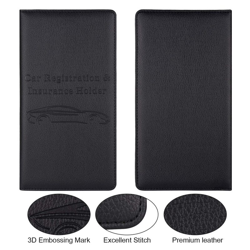 Cacturism Car Registration and Insurance Holder with Magnetic Shut, Vehicle Glove Box Car Organizer, Men Women Interior Car Accessories for Cards, Essential Document, Driver License, Black