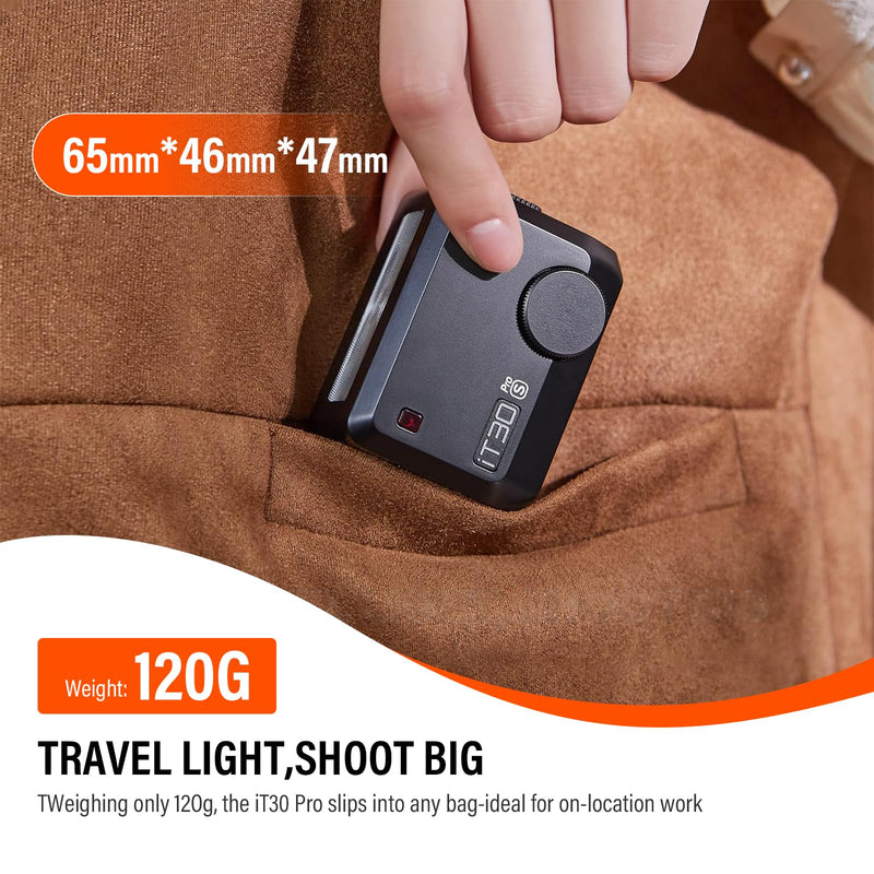 Godox iT30 Pro S Mini TTL Flash for Sony Cameras Godox iT30Pro S- 2.4G Wireless Master & Receiver Trigger Touchscreen, GN15, 1/8000s HSS Speedlite, Built-in Diffuser and Lithium Battery IT30 PRO S (Black)