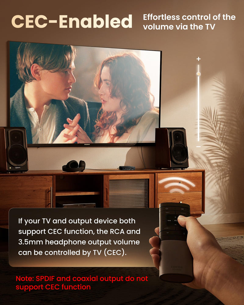 HDMI ARC Audio Extractor 4K@60Hz, 192KHz HDMI ARC Audio Adapter Converter Splitter to Optical TOSLINK SPDIF + RCA L/R+ Coaxial and Analog 3.5mm Stereo for Soundbar HDTV Speaker Amplifier Headphones Black