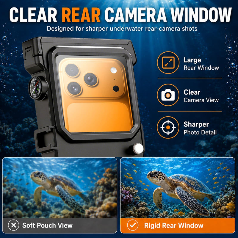 Waterproof Phone Case for Snorkeling, 50FT/15M Underwater Housing with Bluetooth Remote Shutter, Diving Case for iPhone 17 16 15 14 Samsung Galaxy S26 S25, Fits up to 7.3 Inch (Black) 3RD SSK Black