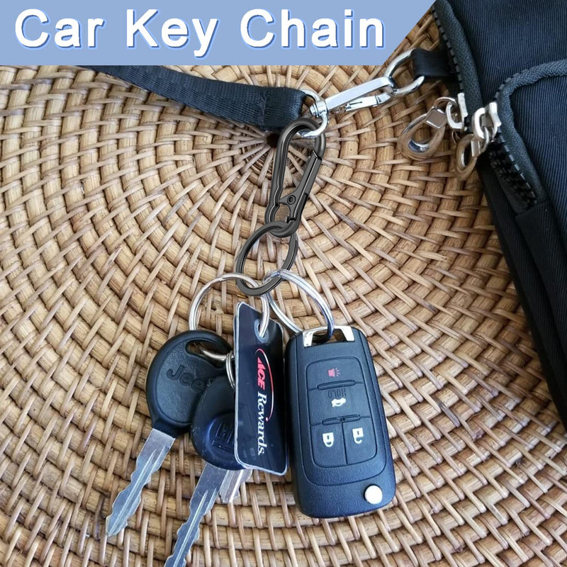 4Pack Small Keychain Rings, Metal Key Carabiner Clip, Mini EDC Key Ring Chain Holder Organizer for Purse Charm Hook, Car Keychain, Paracord Keychain Lanyard, Men and Women Key Fob (Gun Black) 4pcs Keyring Black