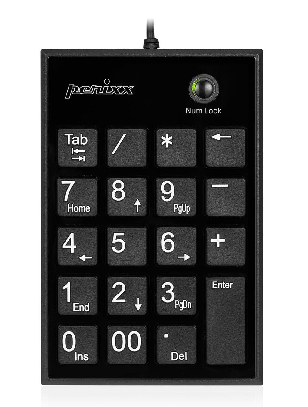 Perixx PPD-202 Wired 19 Keys Slim Numeric Keypad, Big Print Font, Silent Notebook Scissor Key Number Keypad with Tab Key and Num Lock, Black USB only