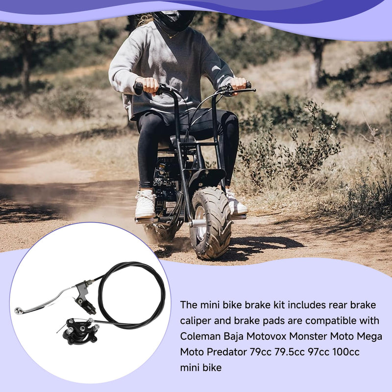 Mini Bike Brake Lever Cable Assembly Kit + Mini Bike Brake Caliper Replacement for Coleman CT100U CC100X Baja DB30 Motovox MBX10 MBX11 MMB80 MMB105 79cc 97cc 100cc Powersports Parts Black