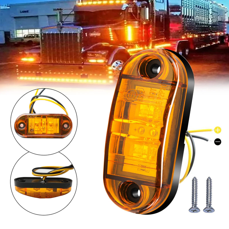ALFU 10 Pack Amber DC12-24V IP68 Waterproof LED Trailer Lights Kit Front Rear LED Side Marker Clearance Indicators Light for RV Camper Truck Van Caravan Boat 10Amber