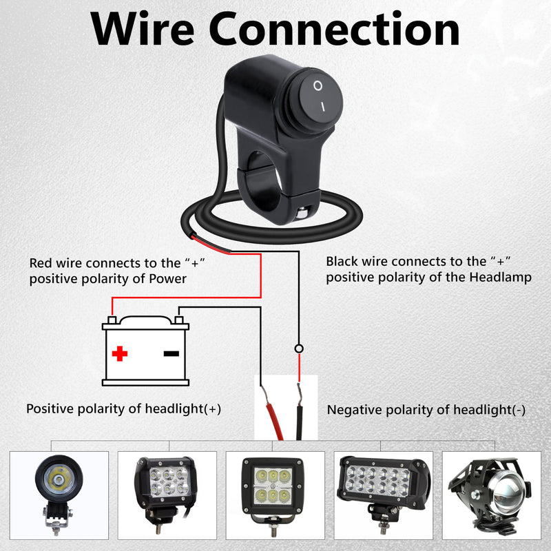 Motorcycle Handlebar Switch 12V, Waterproof Motorcycle Light Toggle Switch, Aluminum Alloy ATV Light ON Off Switches, for Motorcycle ATV UTV Scooters, Fits 7/8" Handlebars (22mm)