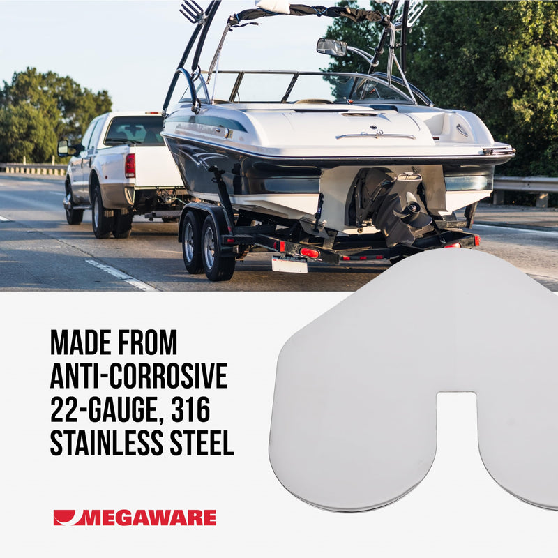 MEGAWARE KEELGUARD XL ScuffBuster BowGuard, Notched, 9" x 8.75" | Protects from Scuffs and Scratches, Stainless Steel Shield, 3M Adhesive, Mirror Polished Finish, Notch for Boats