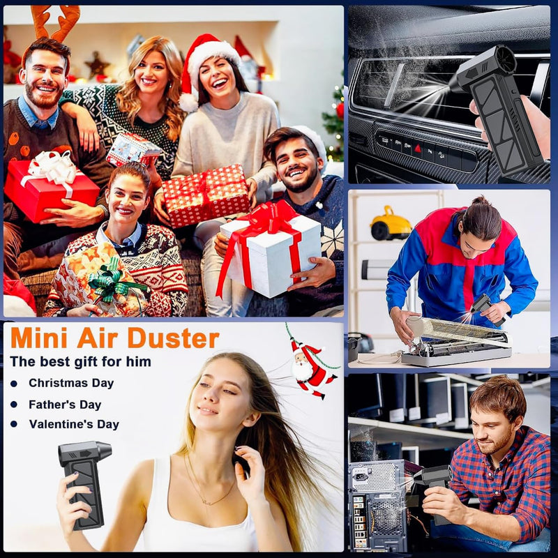 Compressed Air Duster -Turbo Fan,130000RPM Cordless Electric Air Blower | 4-speed adjustable rechargeable Air Duster for PC, Keyboards, Cars,Jet Dry Handheld Blower for Office and Home Cleaning