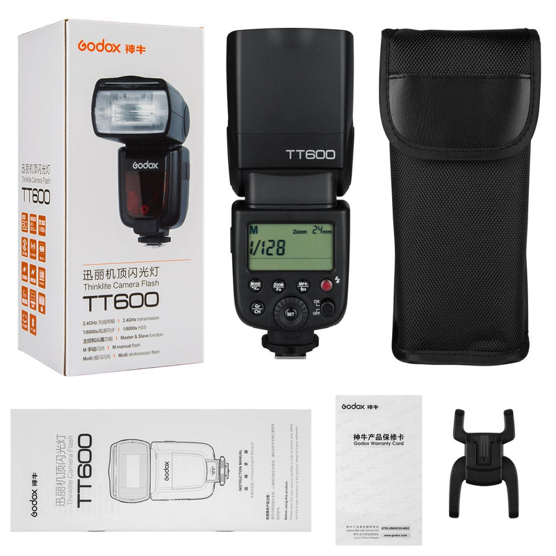 Godox TT600 Flash Speedlite, GN60 2.4G Wireless X System HHS 1/8000S 5600K±200K 0.1s-2.6s Recycle Time, 22 Steps of Power Output: 1/1~1/128 for Canon Nikon Pentax Olympus Fujifilm Panasonic Cameras Godox TT600