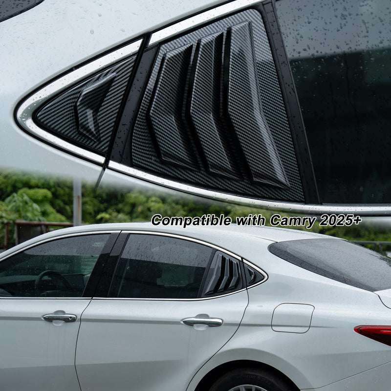 CKE for 9th Gen Camry LE SE XLE XSE Compatible with Toyota Camry 2025 2026 Accessories Sporty Car Exterior Rear Side Window Louvers Air Vent Scoop Shades Cover Trim Blinds -Carbon Fiber Style Carbon Fiber Style