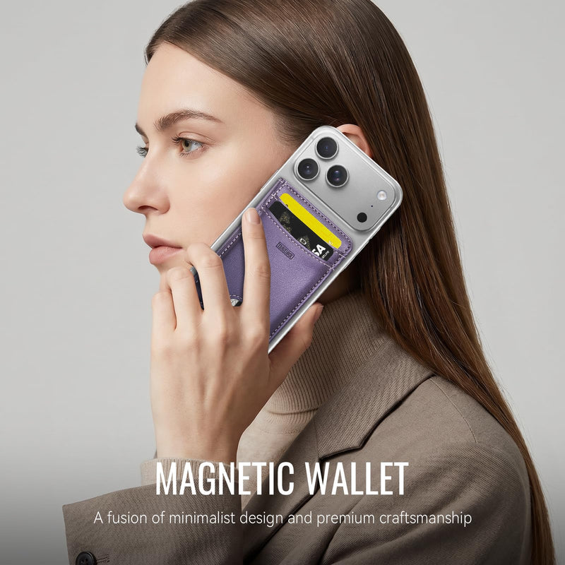 for MagSafe Wallet, 6-8 Card Holder RFID Blocking Minimalist Magnetic Wallet, Men's and Women's Ultra-Thin Leather Desktop Stand Phone Wallet,for Most iPhone Samsung MagSafe Phones and Cases Purple