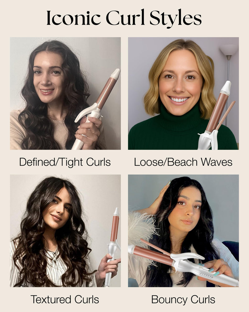 Lily England 25mm Curling Tongs for Short & Long Hair, Rose Gold White