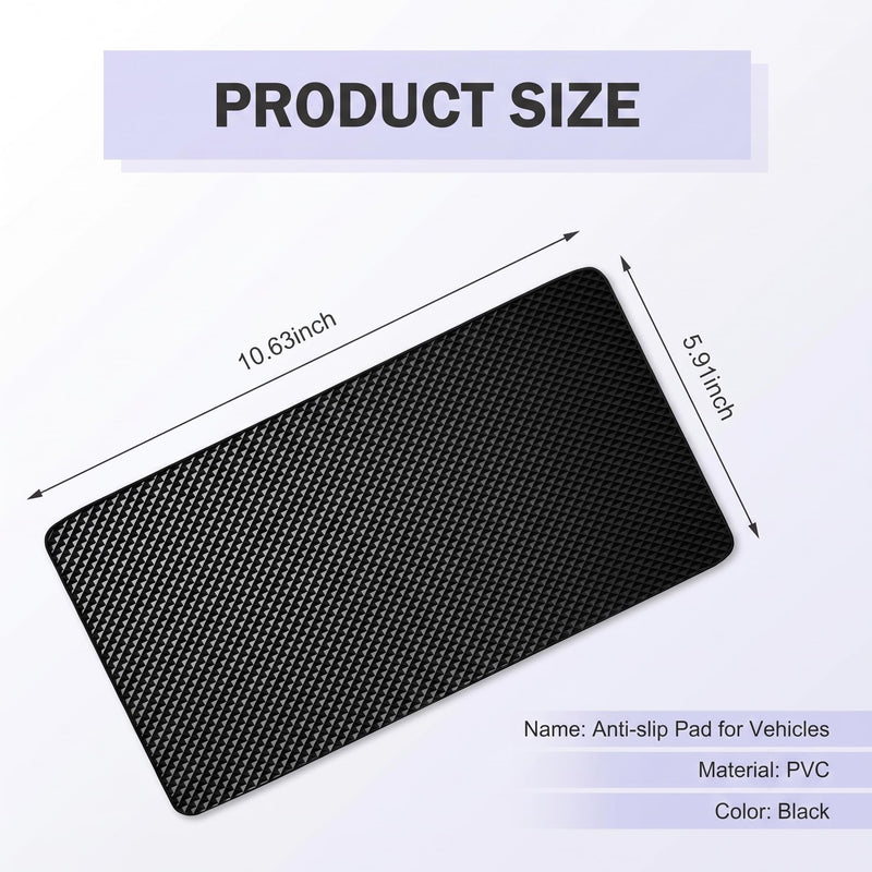 Car Dashboard Anti-Slip Mat, 10.6" x 5.9" Sticky Dashboard Pad, Multifunctional Non-Slip Grip Mat for Cell Phone Keys Sunglasses GPS, Universal Car Interior Accessories (Grid)