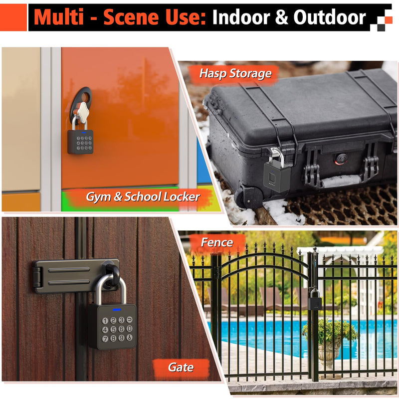 Eseesmart Fingerprint Locker Lock with Code, Combination Padlock Smart Fingerprint Biometric Keyless Combo Lock Waterproof for Outdoor Fence Gate Shed Gym School Locker Storage