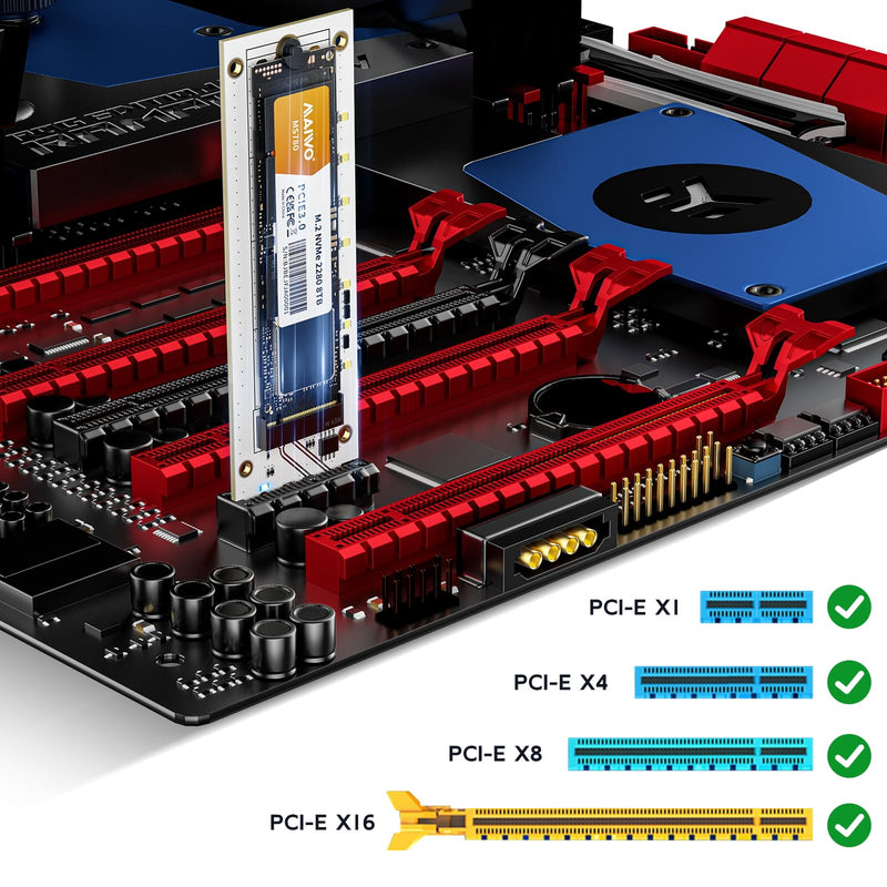 MAIWO PCIe x1 to M.2 NVMe SSD Adapter Card, Expansion Card for M.2 NVMe M-Key 2230/2242/2260/2280 SSD, Compatible with PCIe X4/X8/X16, Up to 16Gbps, Not for SATA