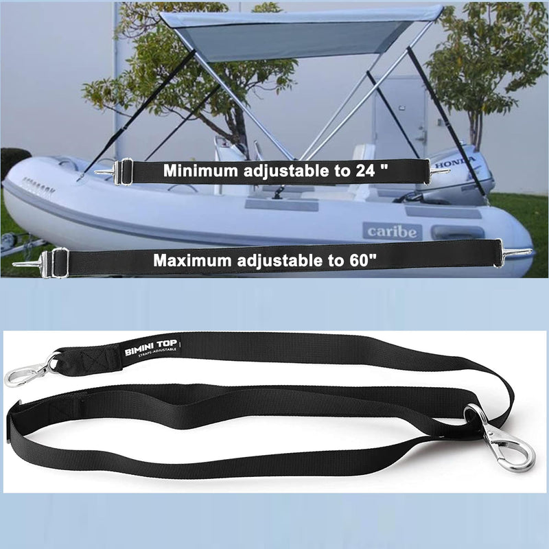 Boat Adjustable Bimini Top Straps,Boats Awning Webbing Strap with Stainless Stee Snap Loops Adjustable from 24" - 60",Bimini Top Hardware,Marine Nylon Top Straps,Boat Awning Hardware 2PCS